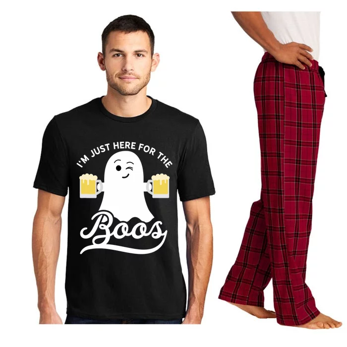 Funny Halloween Drinking Beer IM Just Here For The Boos Pajama Set