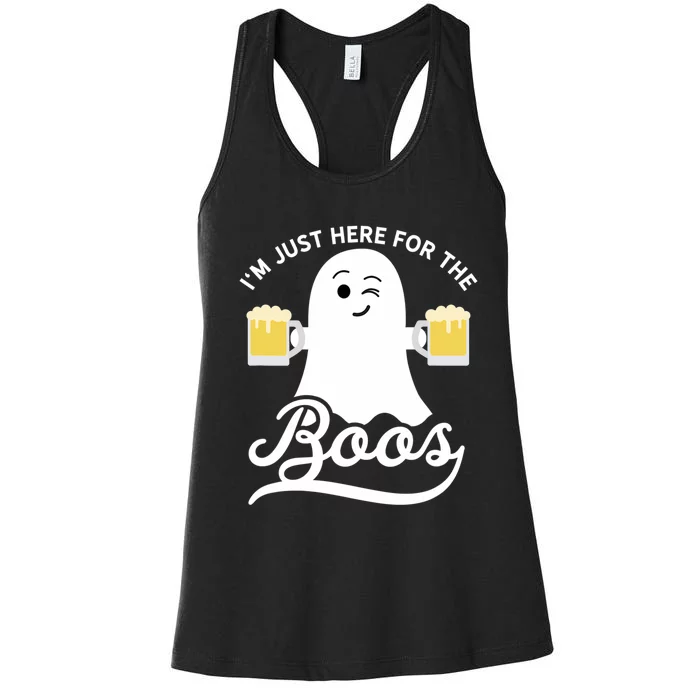 Funny Halloween Drinking Beer IM Just Here For The Boos Women's Racerback Tank