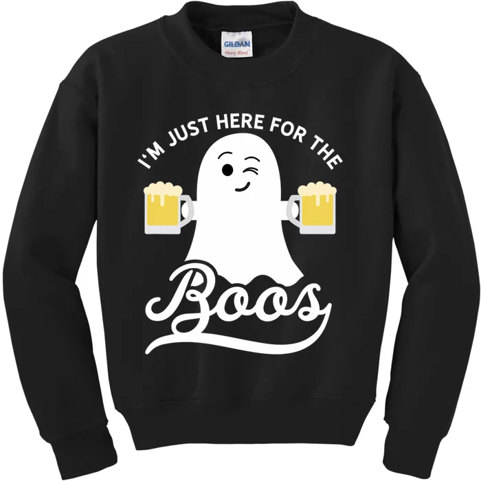 Funny Halloween Drinking Beer IM Just Here For The Boos Kids Sweatshirt