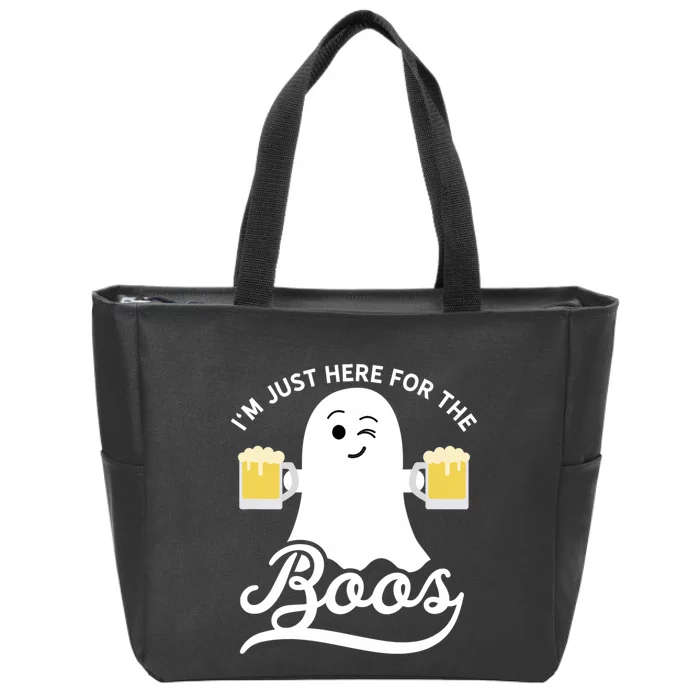 Funny Halloween Drinking Beer IM Just Here For The Boos Zip Tote Bag