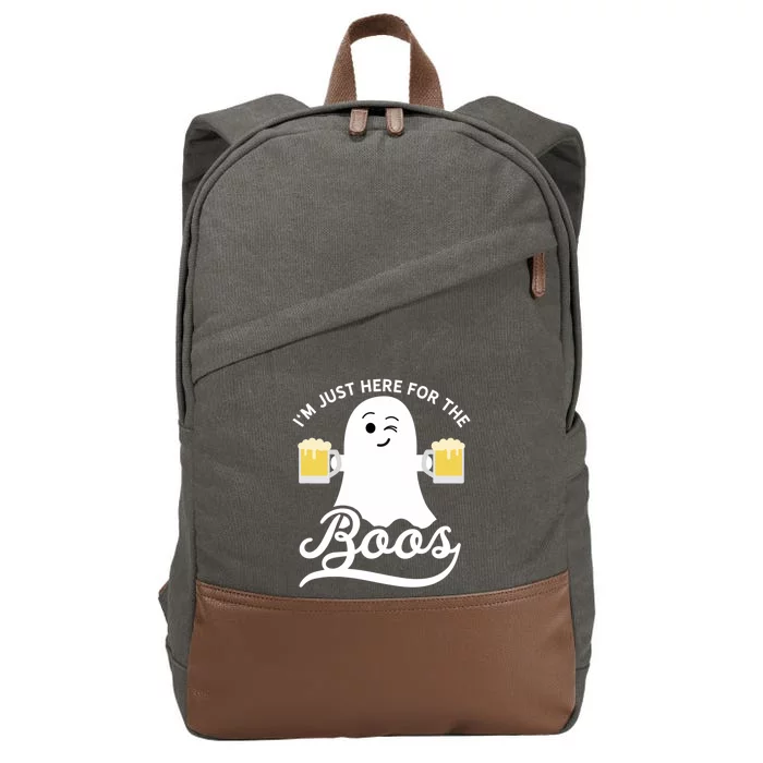 Funny Halloween Drinking Beer IM Just Here For The Boos Cotton Canvas Backpack