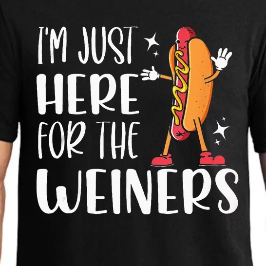 Funny Hot Dog Im Just Here For The Wieners Sausage Lovers Pajama Set