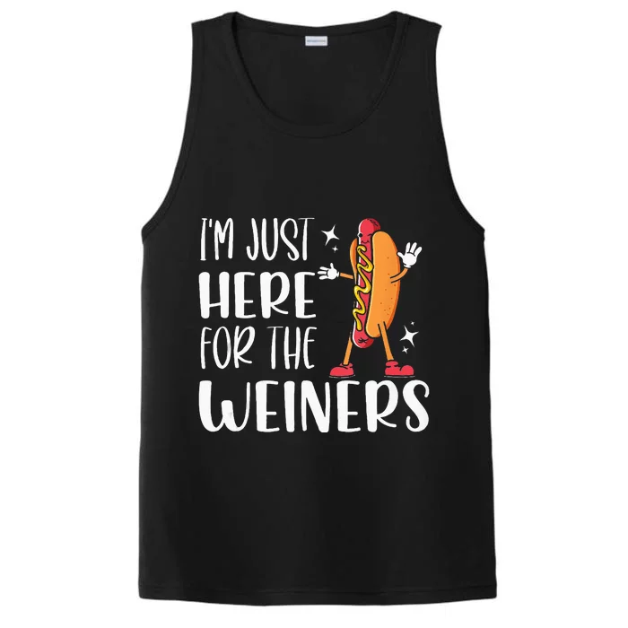 Funny Hot Dog Im Just Here For The Wieners Sausage Lovers Performance Tank