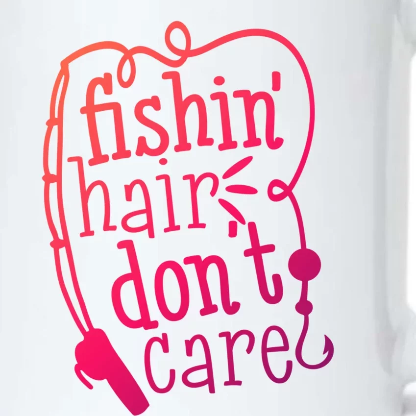 Fishin Hair Dont Care Funny Fishing Trip Outfit Cool Gift Black Color Changing Mug