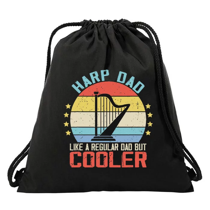 Funny Harpist Dad Like A Regular Dad Drawstring Bag