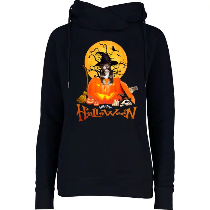 Funny Havanese Dog Spooky Halloween Womens Funnel Neck Pullover Hood