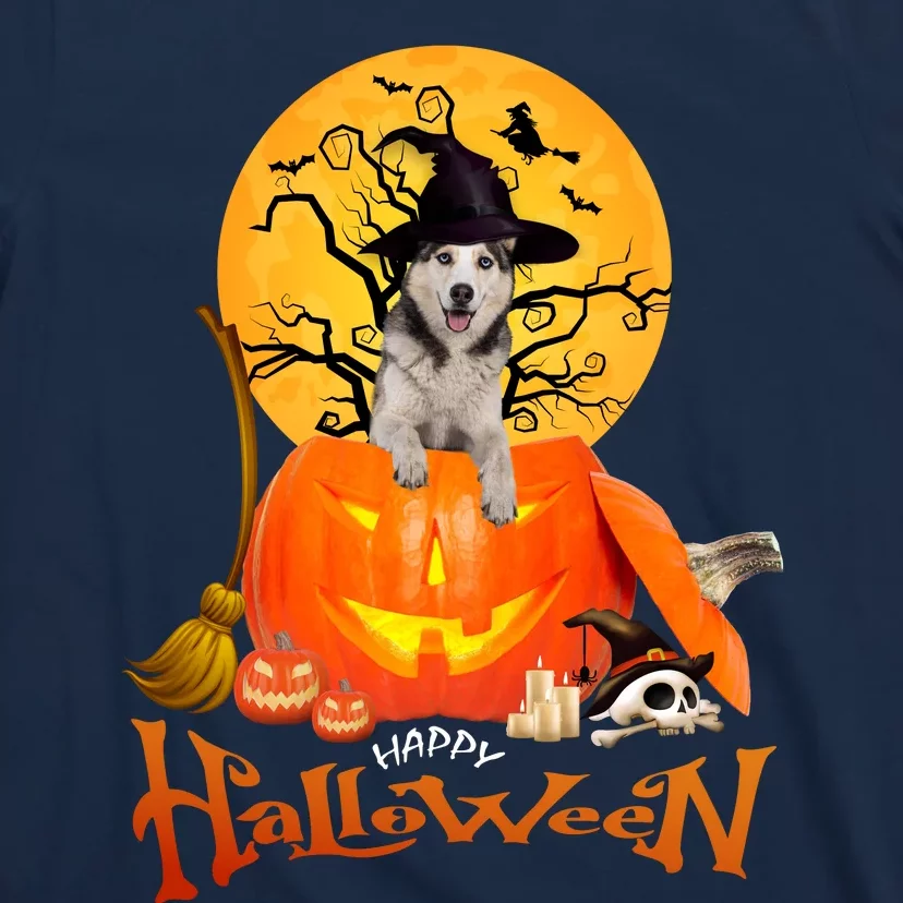 Funny Husky Dog Spooky Halloween T-Shirt