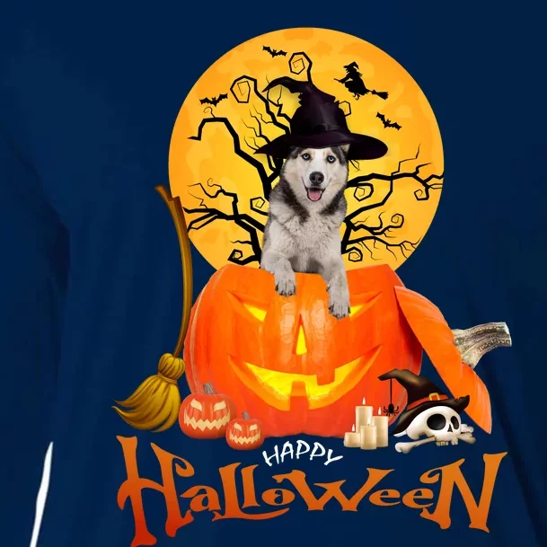 Funny Husky Dog Spooky Halloween Cooling Performance Long Sleeve Crew