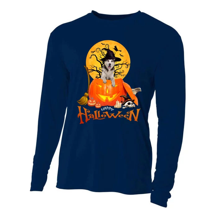 Funny Husky Dog Spooky Halloween Cooling Performance Long Sleeve Crew