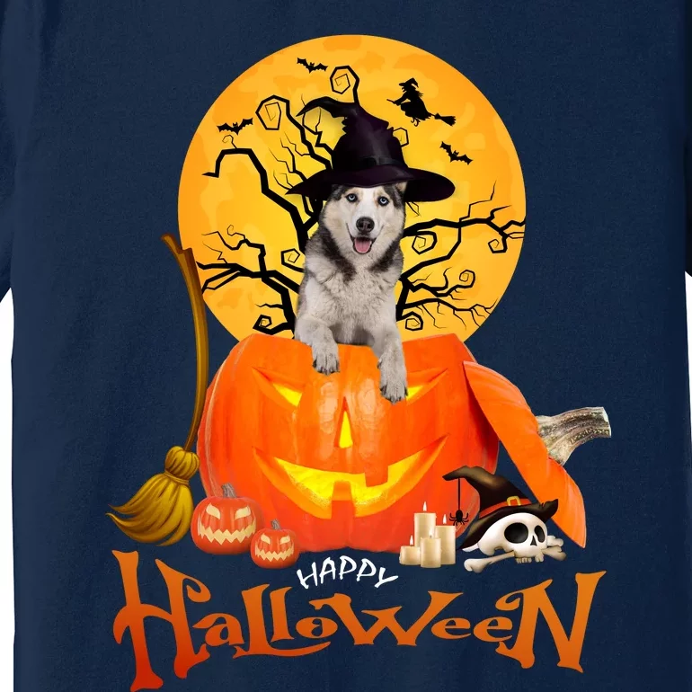 Funny Husky Dog Spooky Halloween Premium T-Shirt