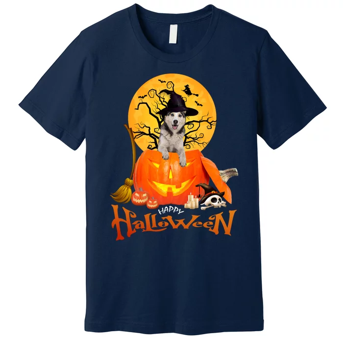 Funny Husky Dog Spooky Halloween Premium T-Shirt