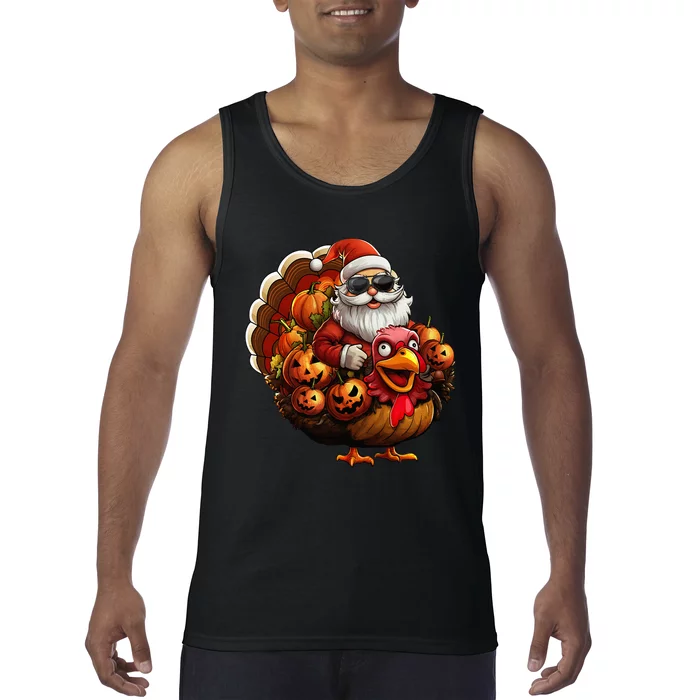 Festive Holiday Decorations Santa Turkey Pumpkin Tank Top