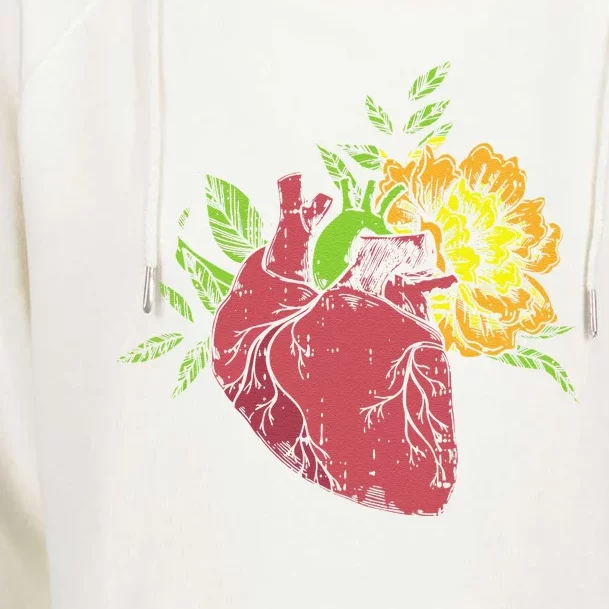 Floral Heart Earth Day Love Recycle Pro Environment Gift Womens Funnel Neck Pullover Hood