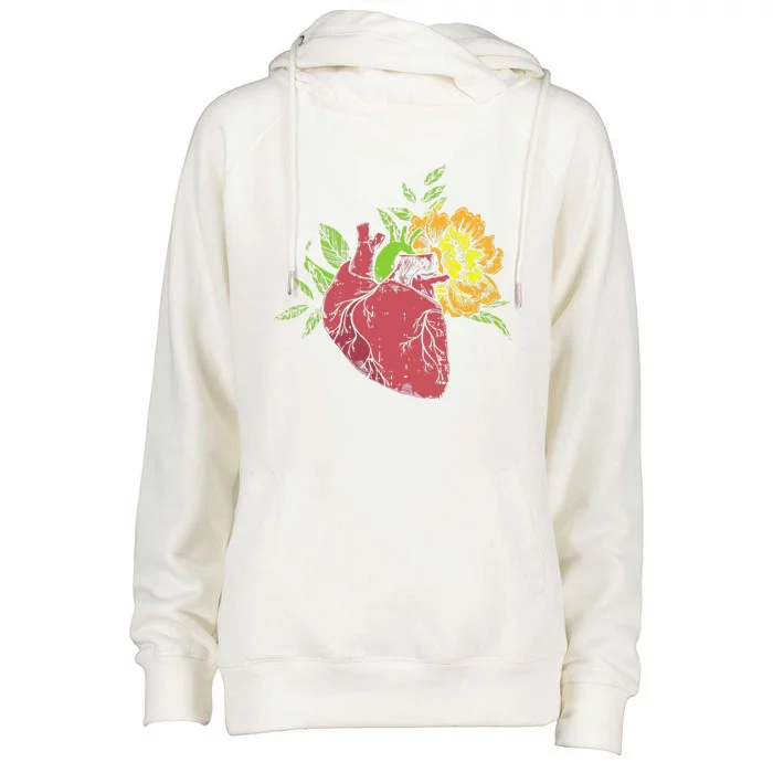 Floral Heart Earth Day Love Recycle Pro Environment Gift Womens Funnel Neck Pullover Hood