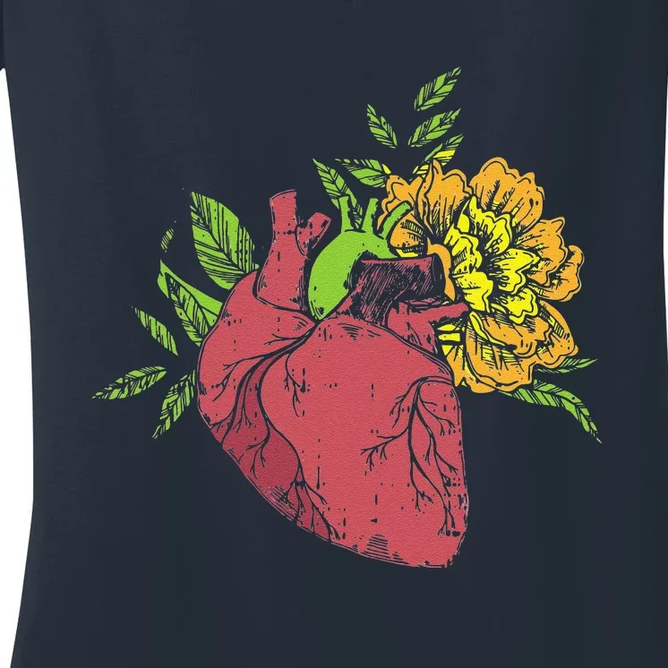 Floral Heart Earth Day Love Recycle Pro Environment Gift Women's V-Neck T-Shirt