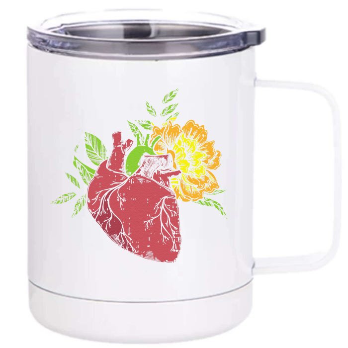 Floral Heart Earth Day Love Recycle Pro Environment Gift Front & Back 12oz Stainless Steel Tumbler Cup