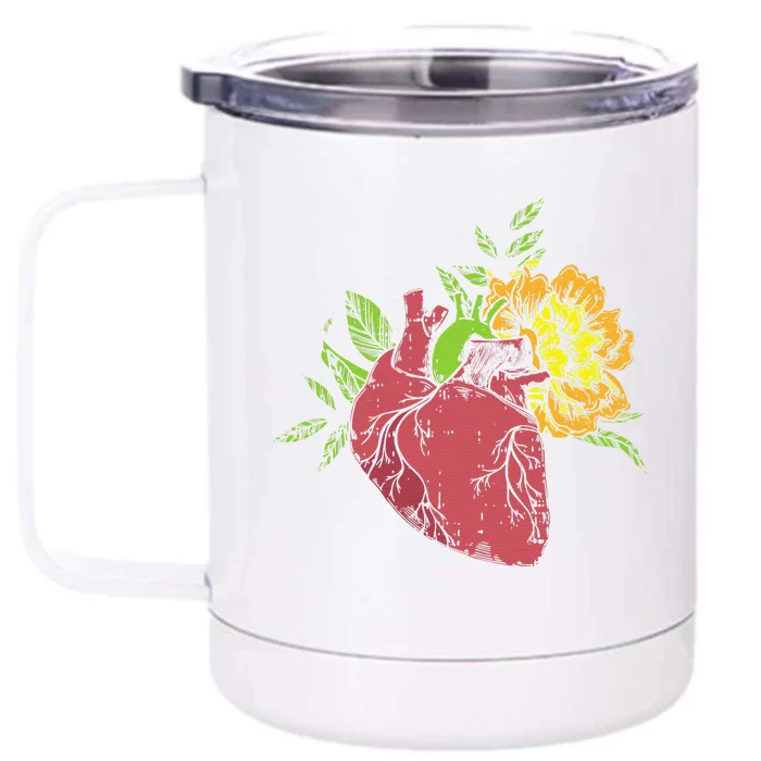 Floral Heart Earth Day Love Recycle Pro Environment Gift Front & Back 12oz Stainless Steel Tumbler Cup