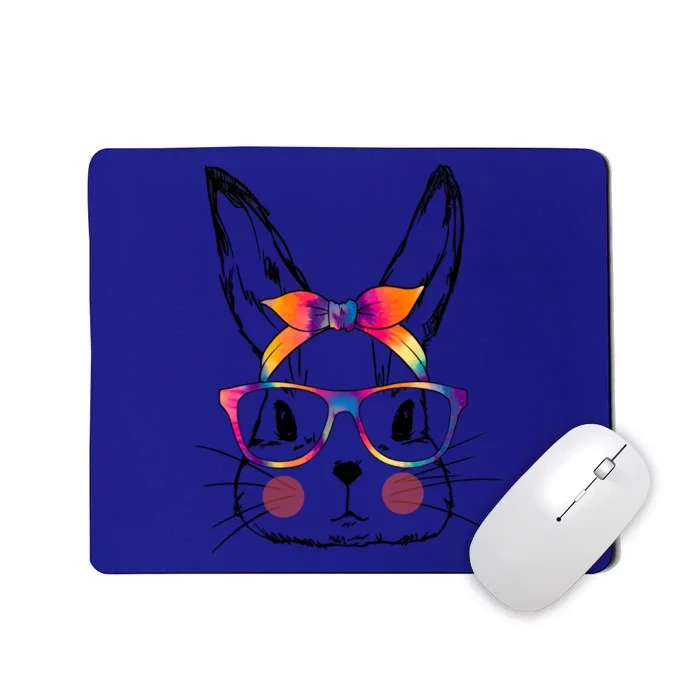 Funny Happy Easter Day Cute Bunny Face Tie Dye Glasses Gift Mousepad