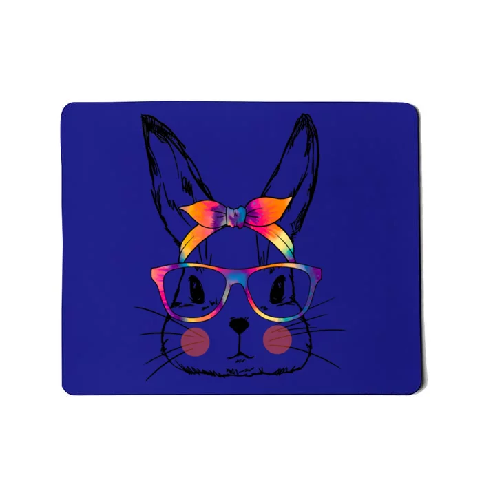 Funny Happy Easter Day Cute Bunny Face Tie Dye Glasses Gift Mousepad