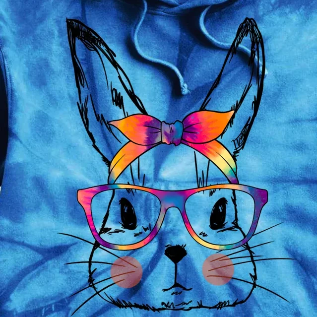 Funny Happy Easter Day Cute Bunny Face Tie Dye Glasses Gift Tie Dye Hoodie