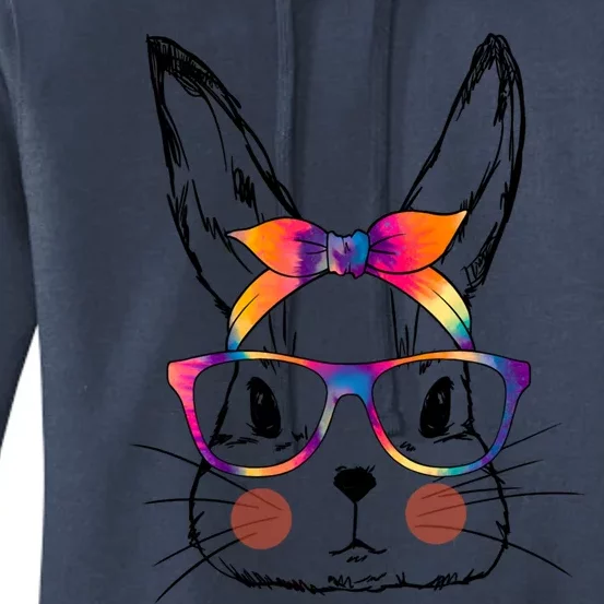 Funny Happy Easter Day Cute Bunny Face Tie Dye Glasses Gift Women's Pullover Hoodie