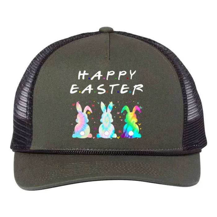 Friends Happy Easter Colorful Bunnies Retro Rope Trucker Hat Cap