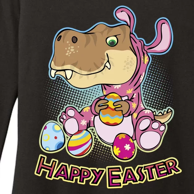 Funny Happy Easter Dinosaur Easter Bunny Costume Womens CVC Long Sleeve Shirt