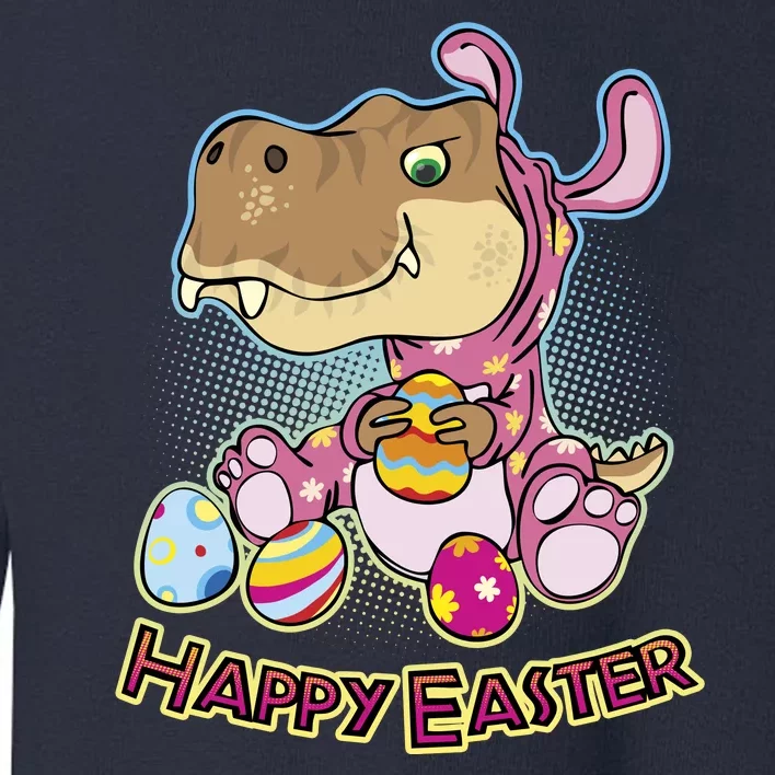 Funny Happy Easter Dinosaur Easter Bunny Costume Toddler Sweatshirt