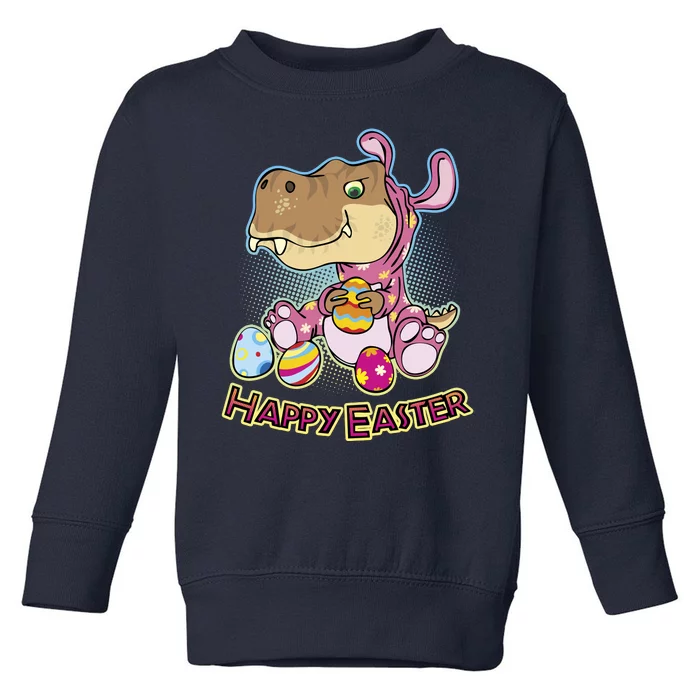 Funny Happy Easter Dinosaur Easter Bunny Costume Toddler Sweatshirt