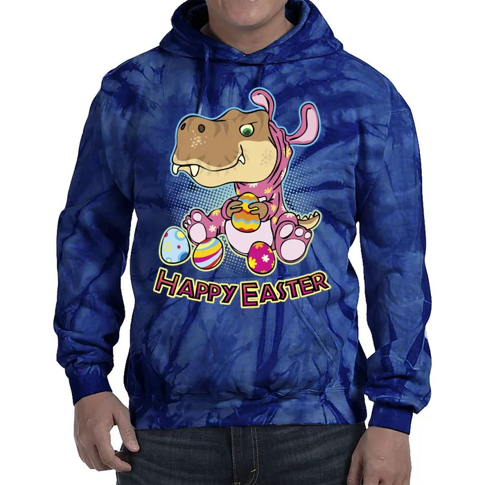 Funny Happy Easter Dinosaur Easter Bunny Costume Tie Dye Hoodie