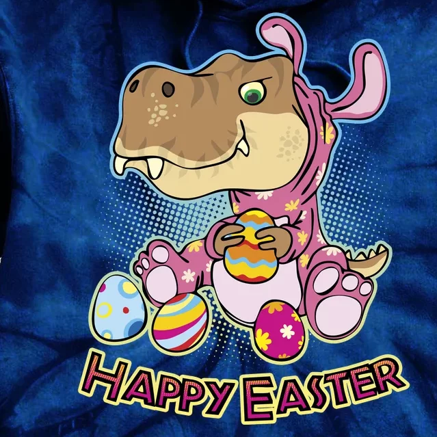 Funny Happy Easter Dinosaur Easter Bunny Costume Tie Dye Hoodie