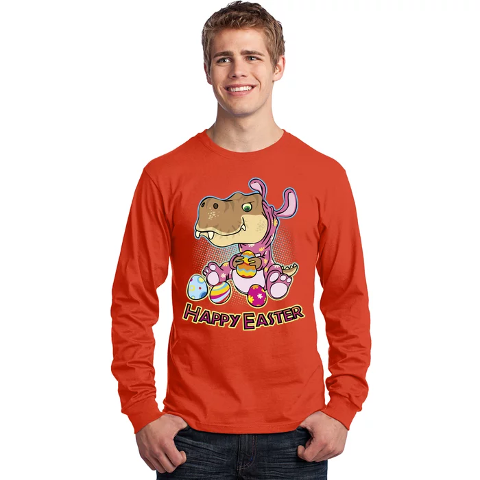 Funny Happy Easter Dinosaur Easter Bunny Costume Long Sleeve Shirt