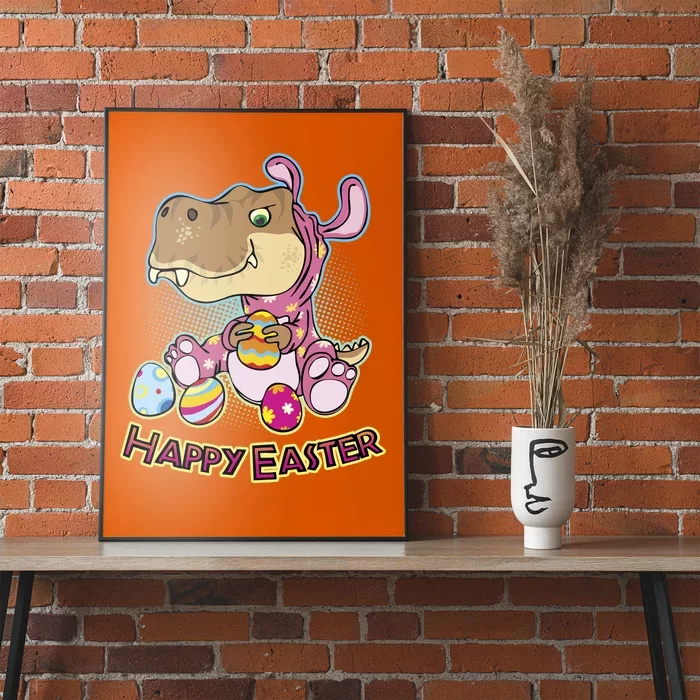 Funny Happy Easter Dinosaur Easter Bunny Costume Poster