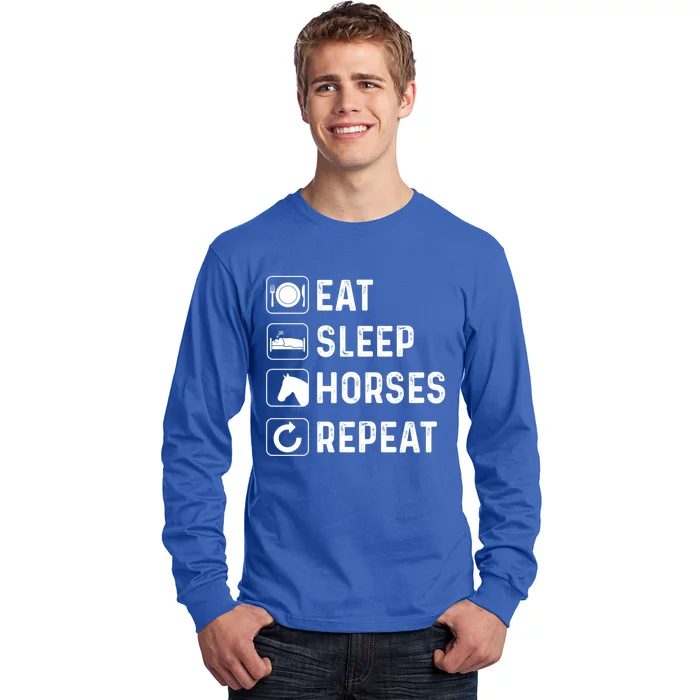 Funny Horse Eat Sleep Horses Horseback Riding Horse Gift Long Sleeve Shirt