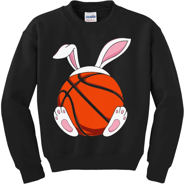 Funny Happy Easter Basketball Bunny Coach Kids Sweatshirt