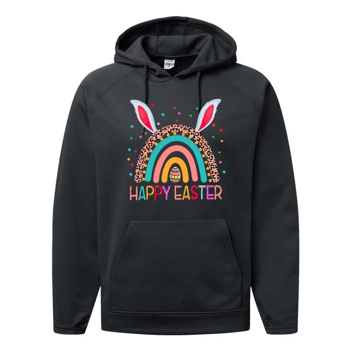 Funny Happy Easter Y'all Rainbow Funny Gnome Performance Fleece Hoodie