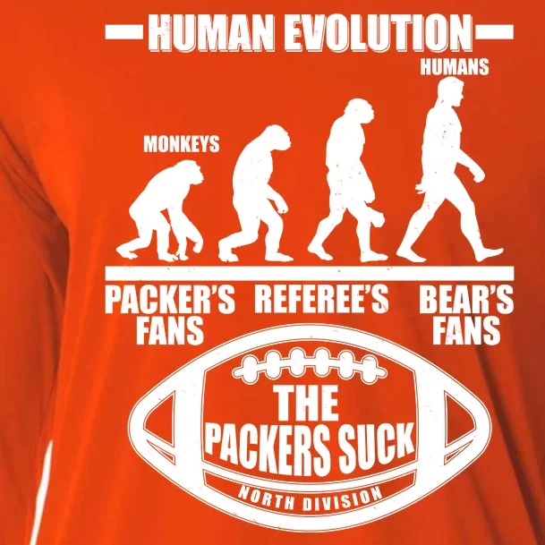 Funny Human Evolution Football Fan Cooling Performance Long Sleeve Crew