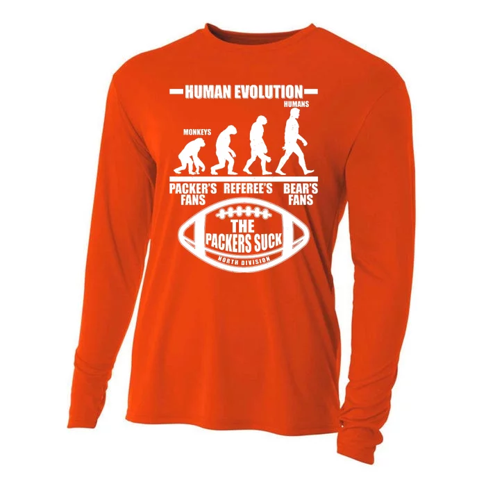 Funny Human Evolution Football Fan Cooling Performance Long Sleeve Crew