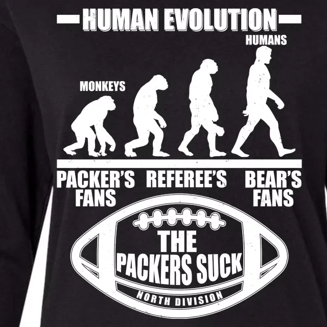 Funny Human Evolution Football Fan Womens Cotton Relaxed Long Sleeve T-Shirt