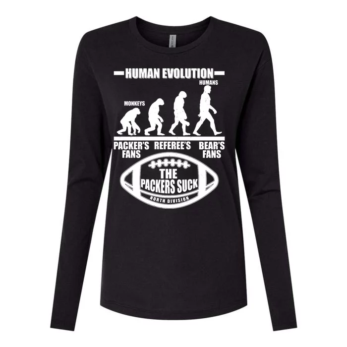 Funny Human Evolution Football Fan Womens Cotton Relaxed Long Sleeve T-Shirt