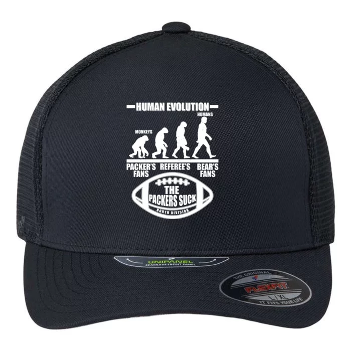 Funny Human Evolution Football Fan Flexfit Unipanel Trucker Cap