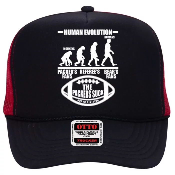 Funny Human Evolution Football Fan High Crown Mesh Trucker Hat