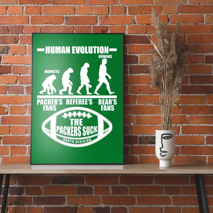 Funny Human Evolution Football Fan Poster