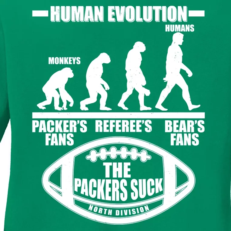 Funny Human Evolution Football Fan Ladies Long Sleeve Shirt