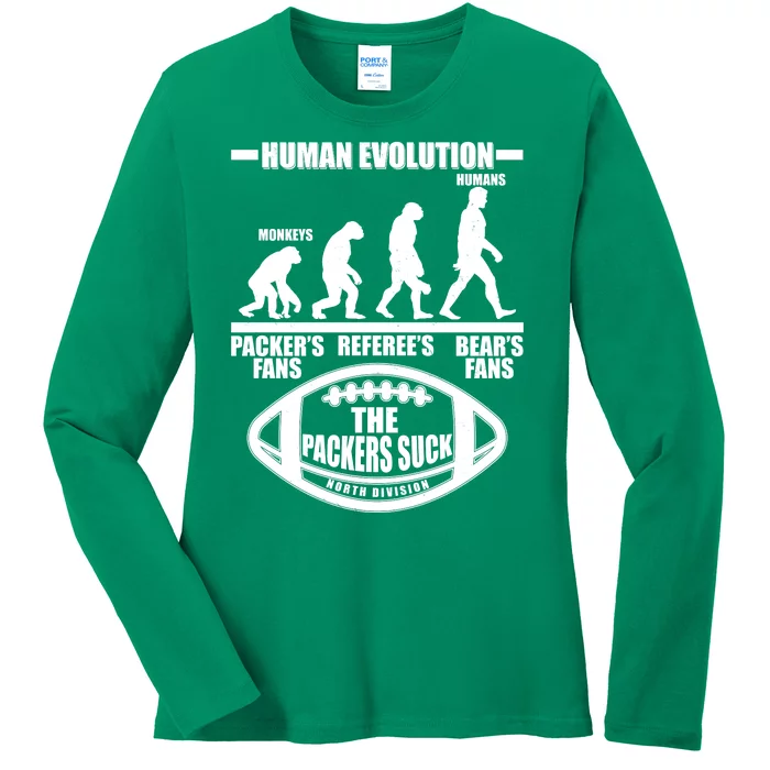 Funny Human Evolution Football Fan Ladies Long Sleeve Shirt