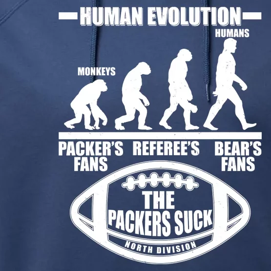 Funny Human Evolution Football Fan Performance Fleece Hoodie