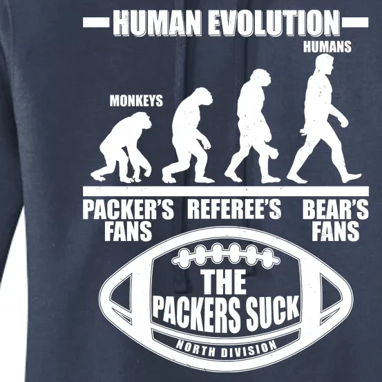 Funny Human Evolution Football Fan Women's Pullover Hoodie