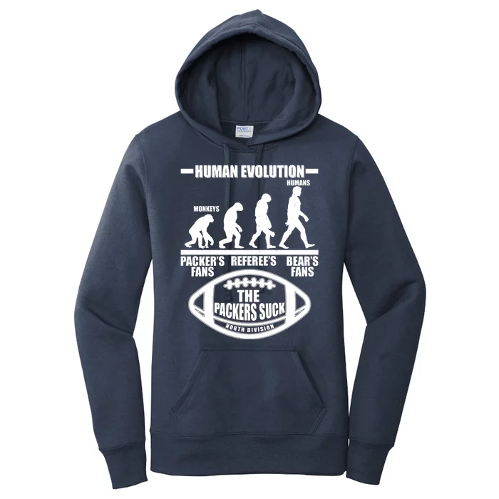 Funny Human Evolution Football Fan Women's Pullover Hoodie