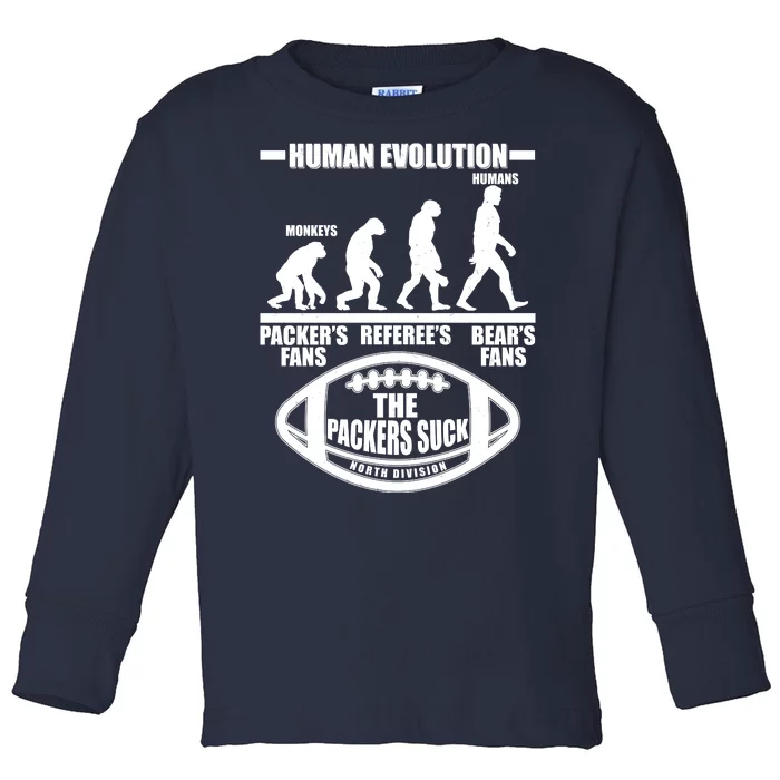 Funny Human Evolution Football Fan Toddler Long Sleeve Shirt