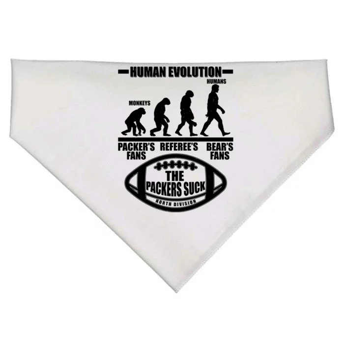 Funny Human Evolution Football Fan USA-Made Doggie Bandana